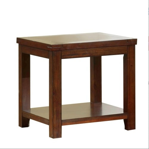 Table Dark Cherry Open Shelf Natural Wood Grain Design