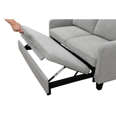 69 Inches 3-in-1 Convertible Queen Sofa Bed, Modern Fabric Double Sofa Bed With Pull-out Bed, Small Double Sofa With Reclining Backrest, Living Room Furniture, Light Grey