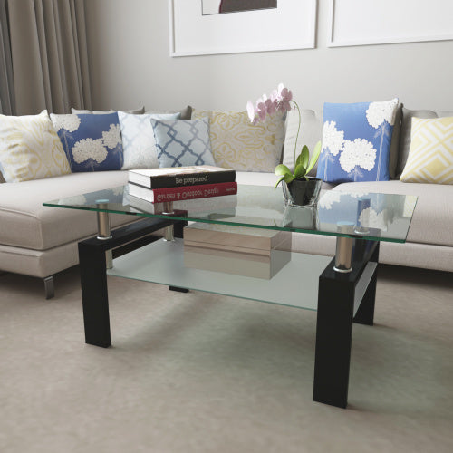 Rectangle Black Glass Coffee Table, Center Tables For Living Room