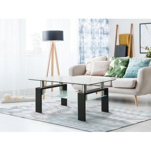 Rectangle Black Glass Coffee Table, Center Tables For Living Room