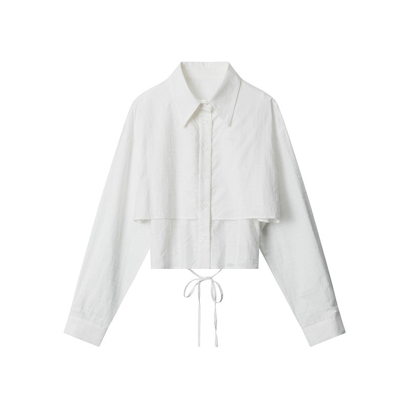 European And American Fake Two Pieces Shirts Women's Loose Preppy Style Stylish Shirt