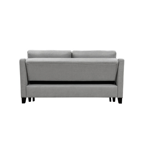 69 Inches 3-in-1 Convertible Queen Sofa Bed, Modern Fabric Double Sofa Bed With Pull-out Bed, Small Double Sofa With Reclining Backrest, Living Room Furniture, Light Grey