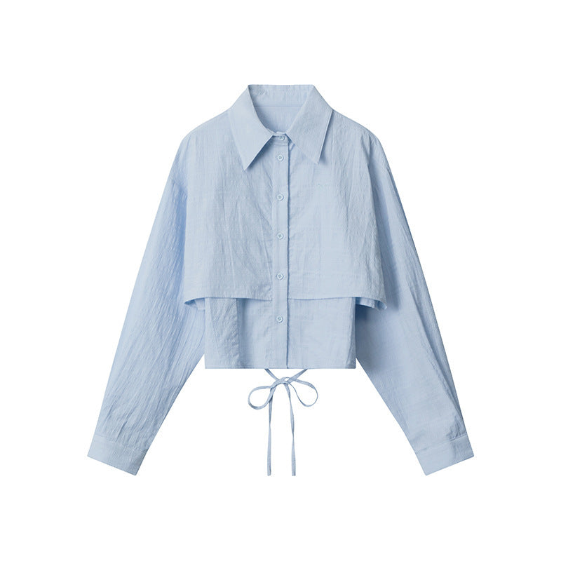 European And American Fake Two Pieces Shirts Women's Loose Preppy Style Stylish Shirt