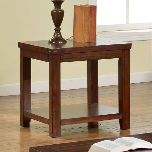 Table Dark Cherry Open Shelf Natural Wood Grain Design