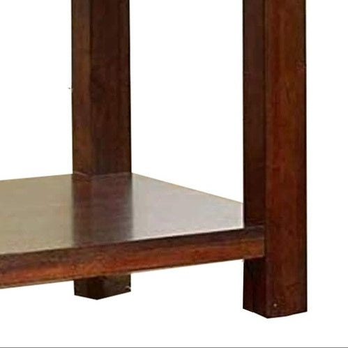 Table Dark Cherry Open Shelf Natural Wood Grain Design