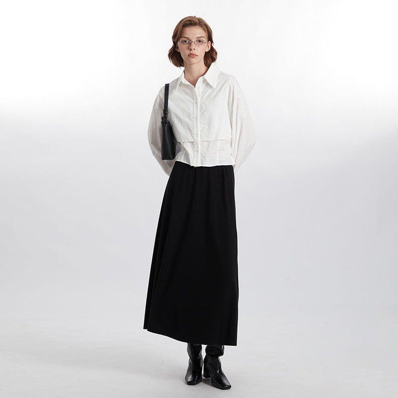 European And American Fake Two Pieces Shirts Women's Loose Preppy Style Stylish Shirt